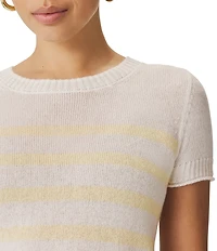 Splendid Emerson Stripe Cashmere Blend Round Neck Short Sleeve Sweater