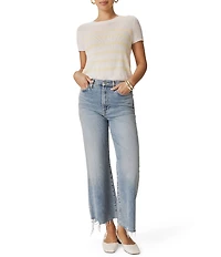 Splendid Emerson Stripe Cashmere Blend Round Neck Short Sleeve Sweater