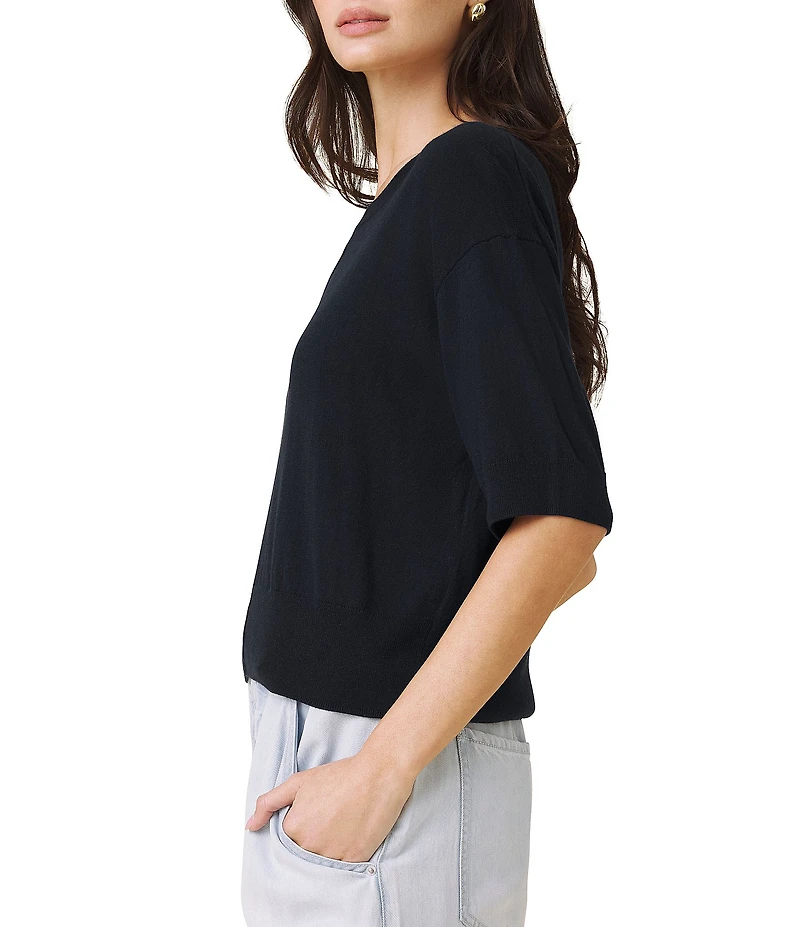 Splendid Erica Knit Round Neck Short Sleeve Top