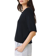 Splendid Erica Knit Round Neck Short Sleeve Top