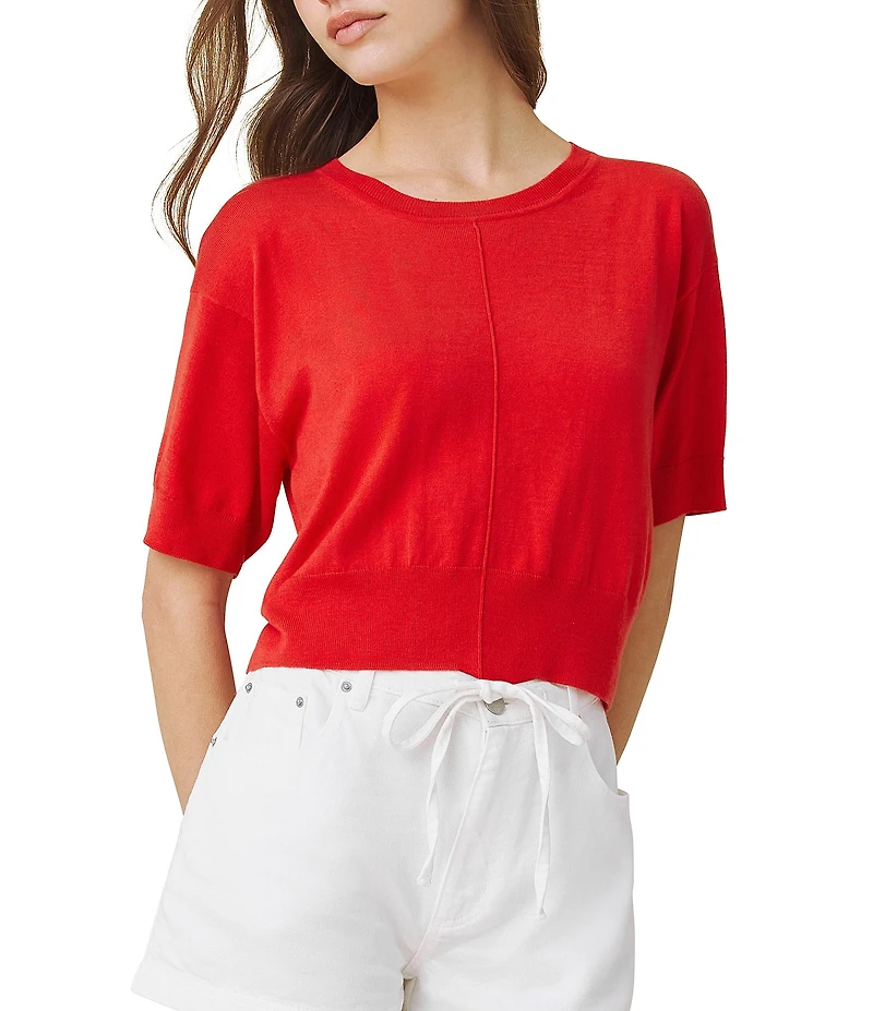 Splendid Erica Knit Round Neck Short Sleeve Top