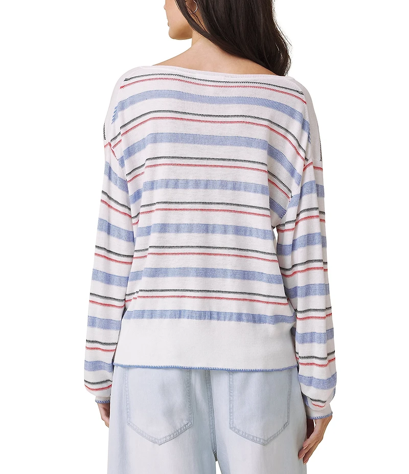 Splendid Erica Knit Stripe V-Neck Long Sleeve Top