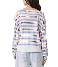 Splendid Erica Knit Stripe V-Neck Long Sleeve Top