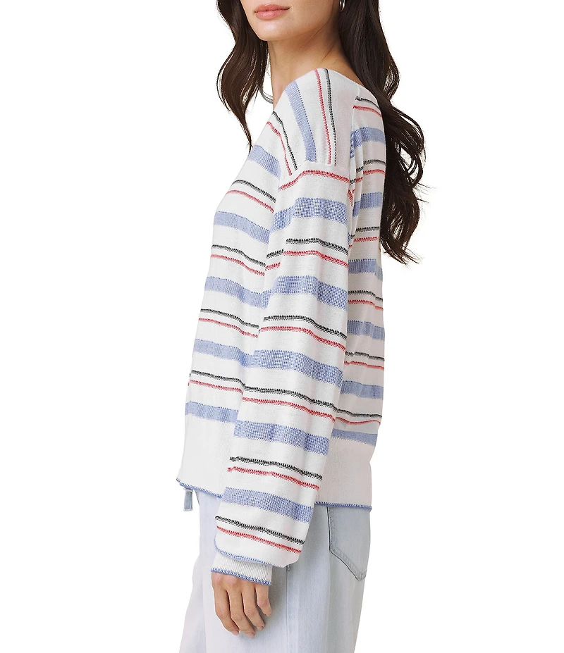 Splendid Erica Knit Stripe V-Neck Long Sleeve Top