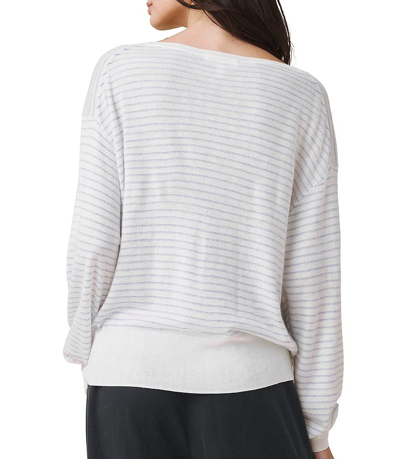 Splendid Erica Stripe Knit V-Neck Long Sleeve Top