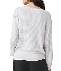 Splendid Erica Stripe Knit V-Neck Long Sleeve Top