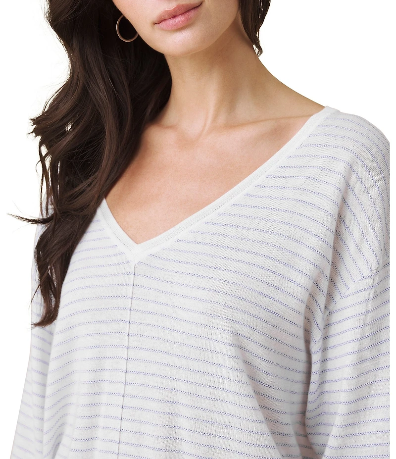Splendid Erica Stripe Knit V-Neck Long Sleeve Top