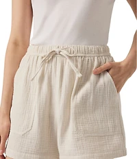 Splendid Gauze High Rise Drawstring Waist Shorts