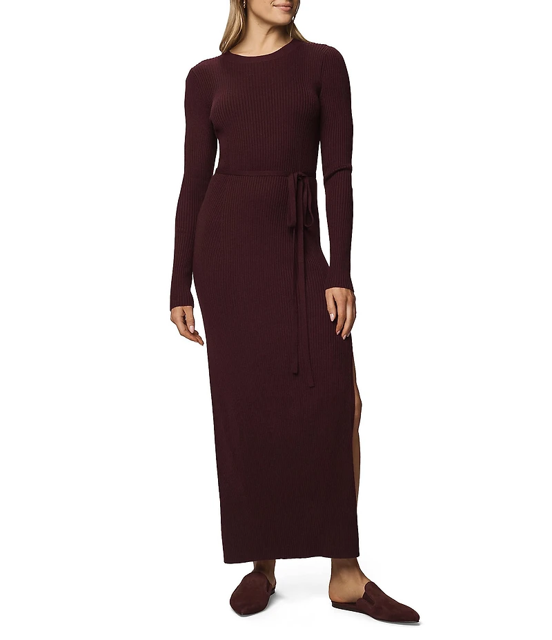 Splendid Georgie Knit Round Neck Long Sleeve A-Line Maxi Dress