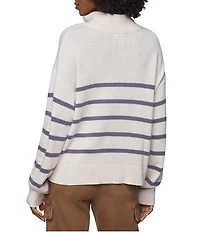 Splendid Georgie Knit Striped Mock Neck Long Sleeve Quarter Zip Sweater Top