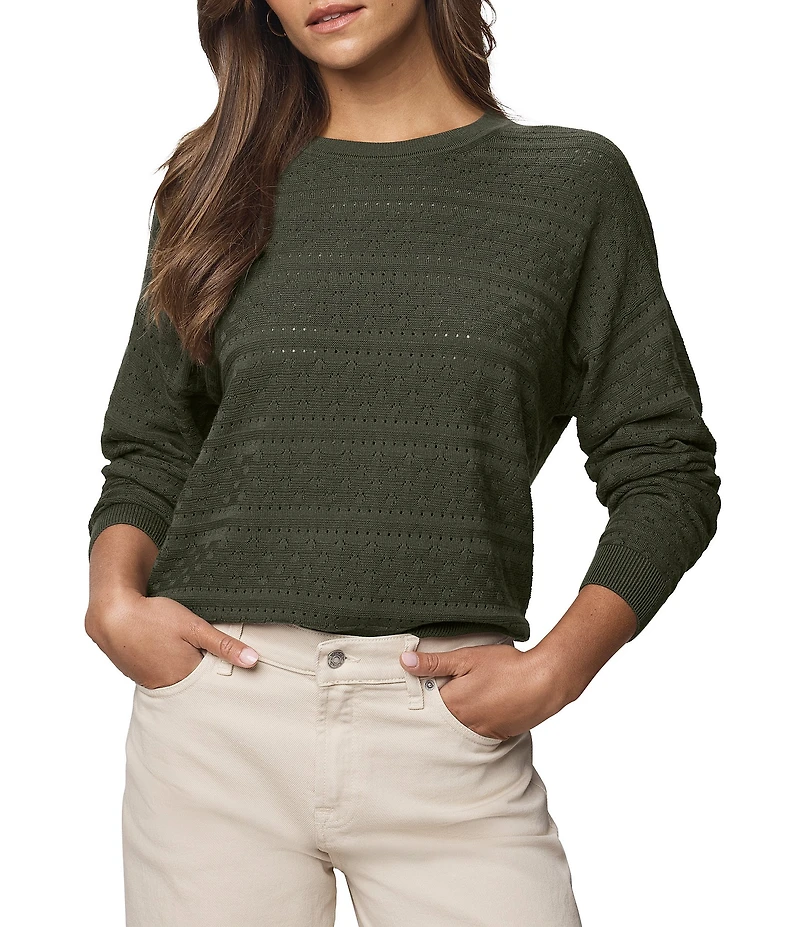 Splendid Georgie Pointelle Knit Crew Neck Long Sleeve Shirt