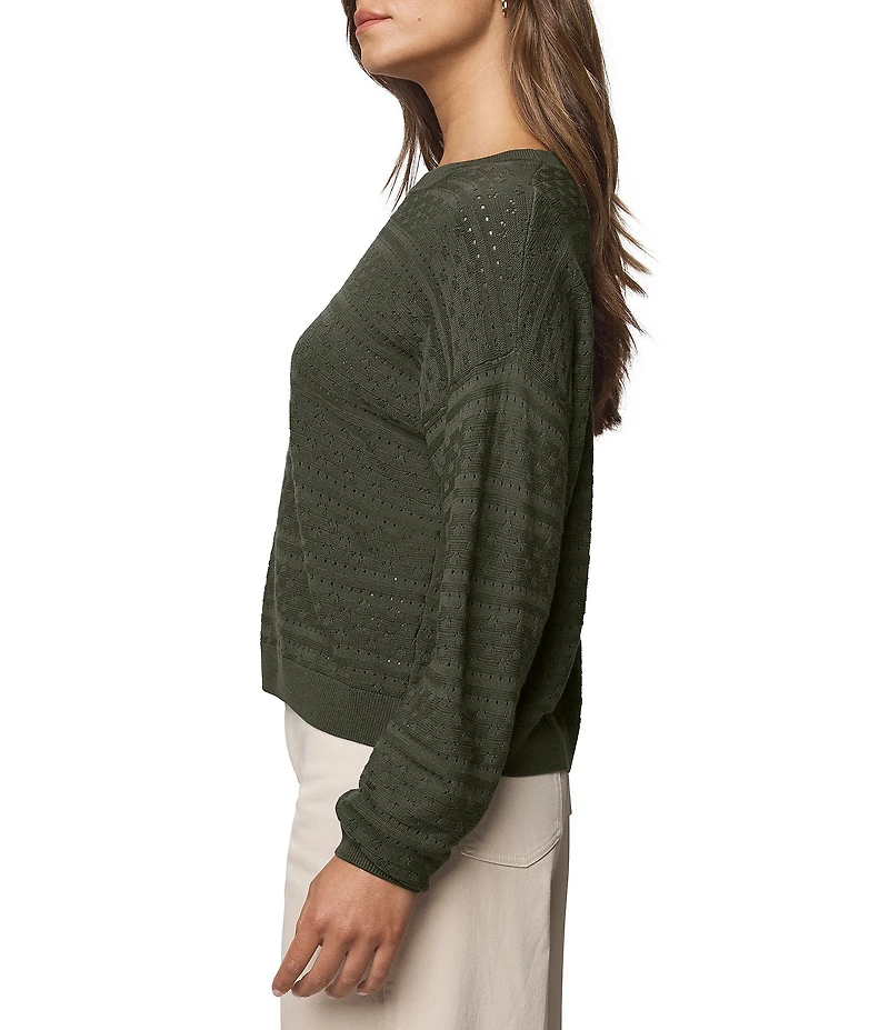 Splendid Georgie Pointelle Knit Crew Neck Long Sleeve Shirt