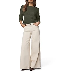 Splendid Georgie Pointelle Knit Crew Neck Long Sleeve Shirt