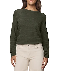 Splendid Georgie Pointelle Knit Crew Neck Long Sleeve Shirt