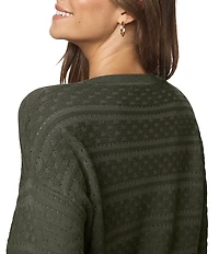 Splendid Georgie Pointelle Knit Crew Neck Long Sleeve Shirt