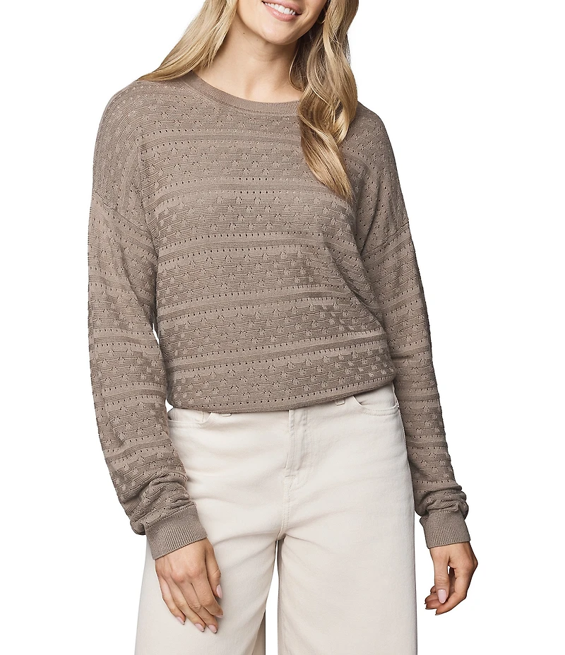 Splendid Georgie Pointelle Knit Crew Neck Long Sleeve Shirt
