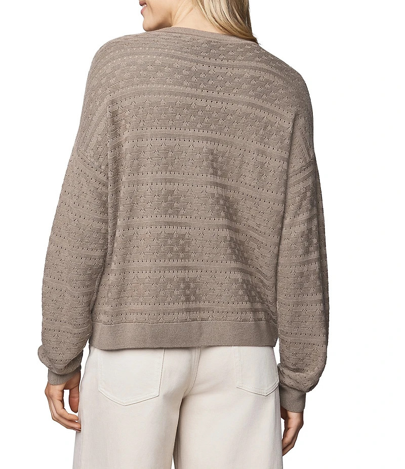 Splendid Georgie Pointelle Knit Crew Neck Long Sleeve Shirt