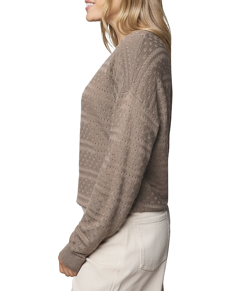 Splendid Georgie Pointelle Knit Crew Neck Long Sleeve Shirt