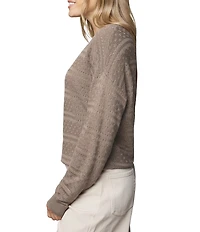 Splendid Georgie Pointelle Knit Crew Neck Long Sleeve Shirt