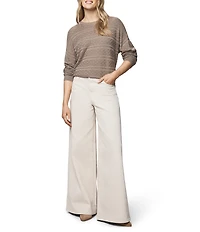 Splendid Georgie Pointelle Knit Crew Neck Long Sleeve Shirt