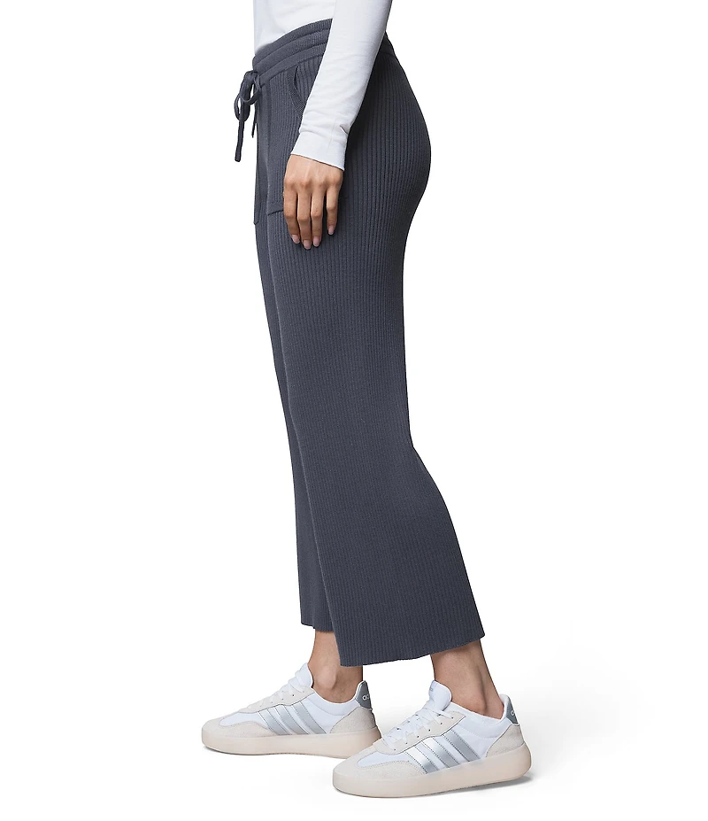 Splendid Georgie Ribbed Knit Mid Rise Lounge Ankle Pants