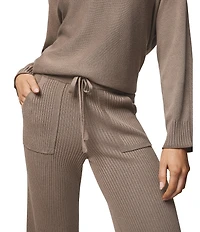 Splendid Georgie Ribbed Knit Mid Rise Lounge Ankle Pants