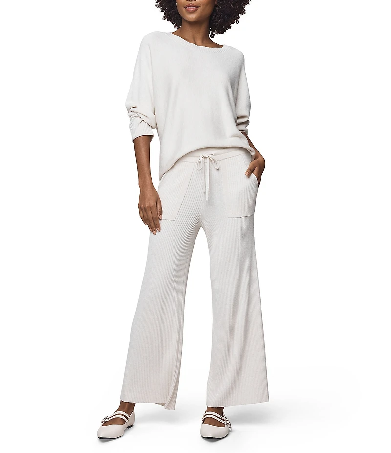 Splendid Georgie Ribbed Knit Mid Rise Lounge Ankle Pants