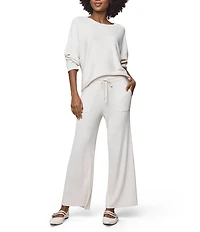 Splendid Georgie Ribbed Knit Mid Rise Lounge Ankle Pants