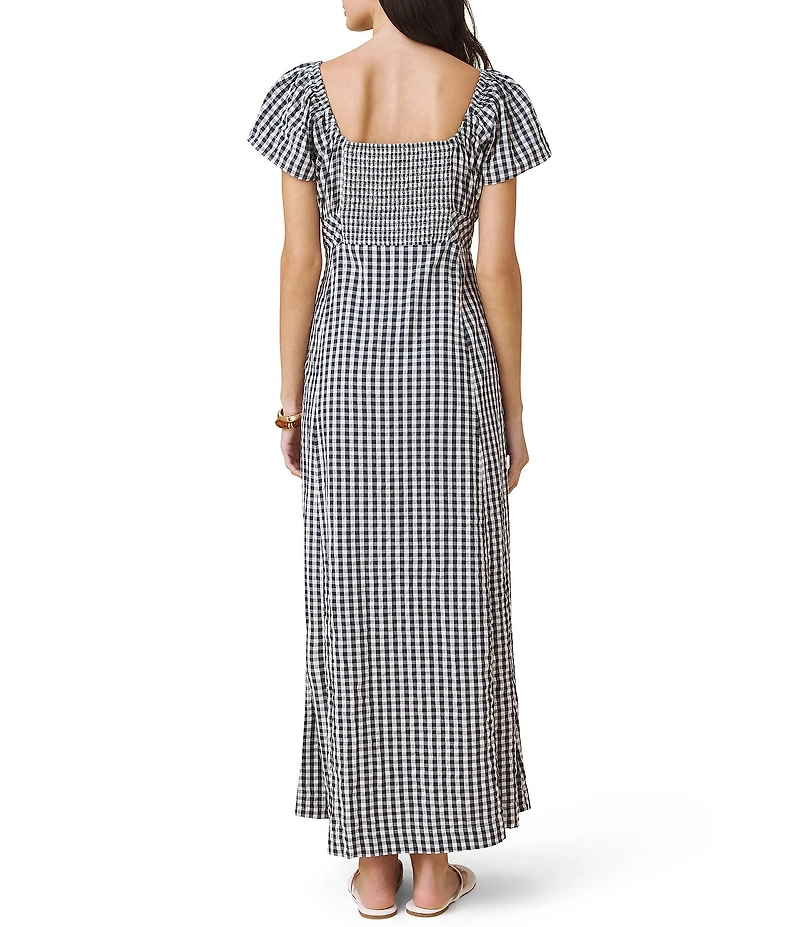 Splendid Gigi Gingham Square Neck Puff Sleeve Dress