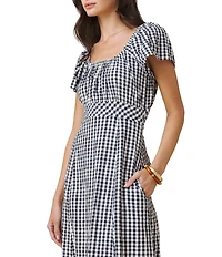 Splendid Gigi Gingham Square Neck Puff Sleeve Dress