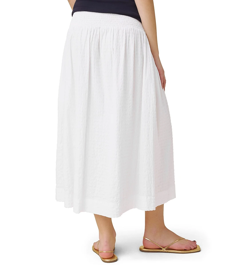 Splendid Gigi Puckered Mid-Rise A-Line Midi Skirt