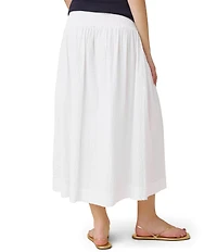 Splendid Gigi Puckered Mid-Rise A-Line Midi Skirt