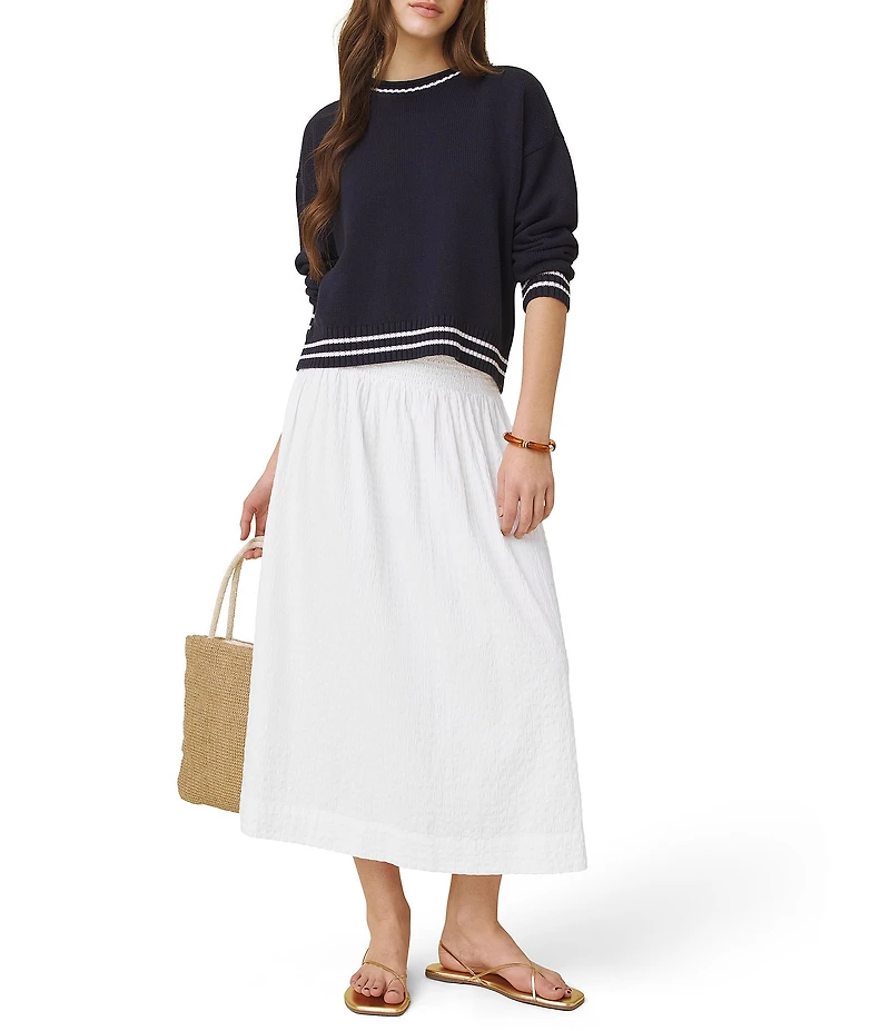 Splendid Gigi Puckered Mid-Rise A-Line Midi Skirt
