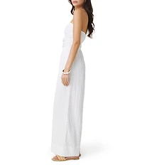 Splendid Gigi Puckered Sleeveless Tube Top Wide Leg Jumpsuit