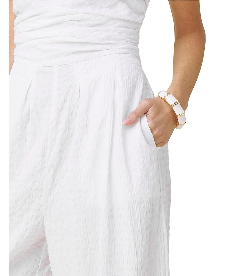Splendid Gigi Puckered Sleeveless Tube Top Wide Leg Jumpsuit