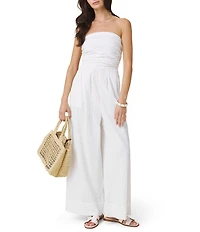 Splendid Gigi Puckered Sleeveless Tube Top Wide Leg Jumpsuit