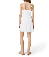 Splendid Gigi V-Neck Sleeveless Eyelet Scallop Mini Dress