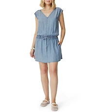 Splendid Ginger Indigo V-Neck Sleeveless Mini Drop Waist Dress