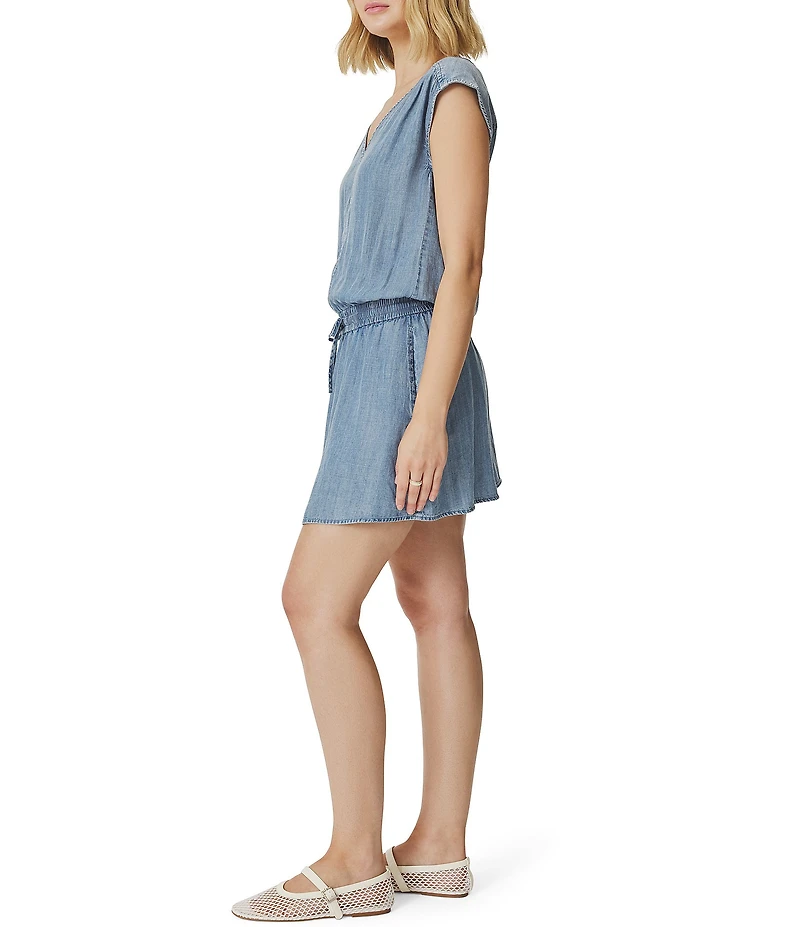 Splendid Ginger Indigo V-Neck Sleeveless Mini Drop Waist Dress