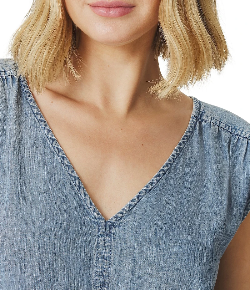 Splendid Ginger Indigo V-Neck Sleeveless Mini Drop Waist Dress