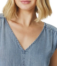 Splendid Ginger Indigo V-Neck Sleeveless Mini Drop Waist Dress