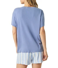 Splendid Graphic Knit Crew Neck Short Sleeve Boxy Tee