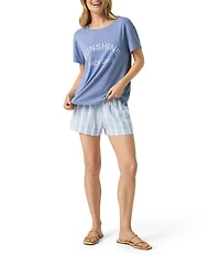 Splendid Graphic Knit Crew Neck Short Sleeve Boxy Tee