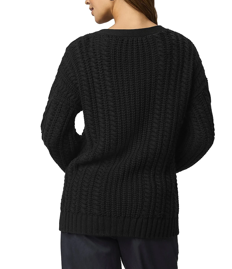 Splendid Harlow Hearts Cashmere Blend Cable Knit V-Neck Long Sleeve Cardigan