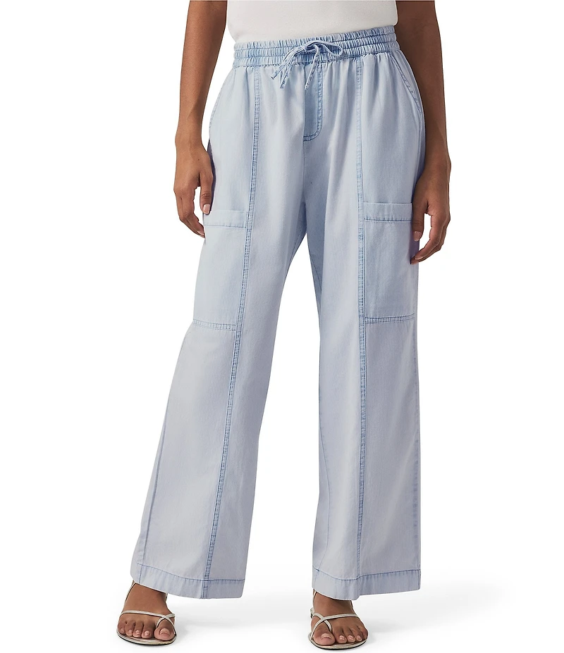 Splendid Indigo Knit Stripe Print Mid Rise Cargo Pants