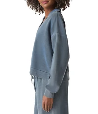 Splendid Indigo Polo V-Neck Long Sleeve Sweatshirt