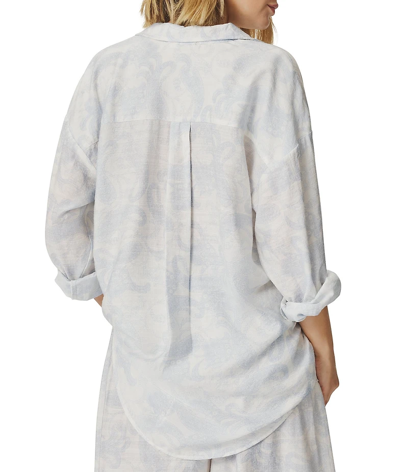 Splendid Iris Paisley Print Coordinating Button Down Shirt