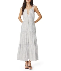 Splendid Iris Paisley Print Split V-Neck Sleeveless A-Line Maxi Dress