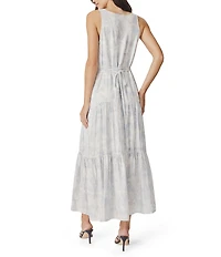 Splendid Iris Paisley Print Split V-Neck Sleeveless A-Line Maxi Dress