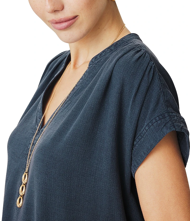 Splendid Ivy V-Neck Short Sleeve Mini Shirt Dress